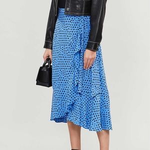 Whistles Lunar Polka Dot Midi Skirt Ruffle 8 UK/4